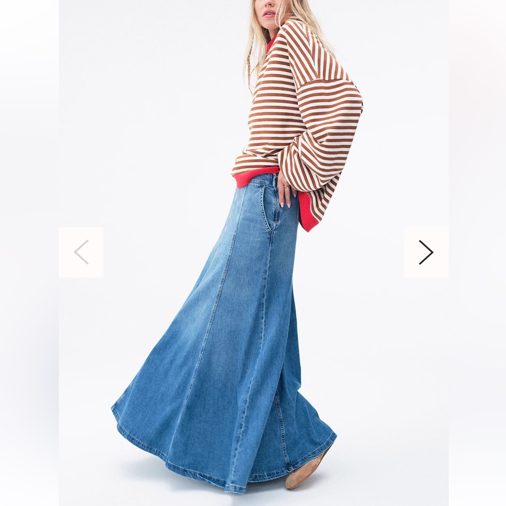 Free People Blue Jean Maxi Skirt size 27